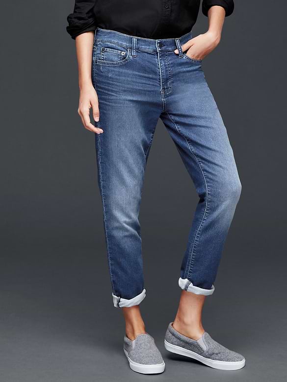 1969 medium wash knit girlfriend jeans