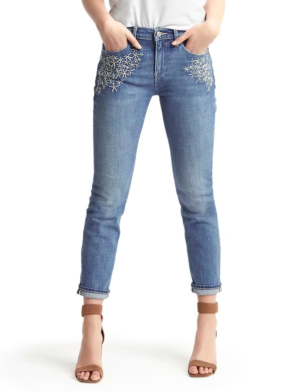 AUTHENTIC 1969 embroidered daisy best girlfriend jeans
