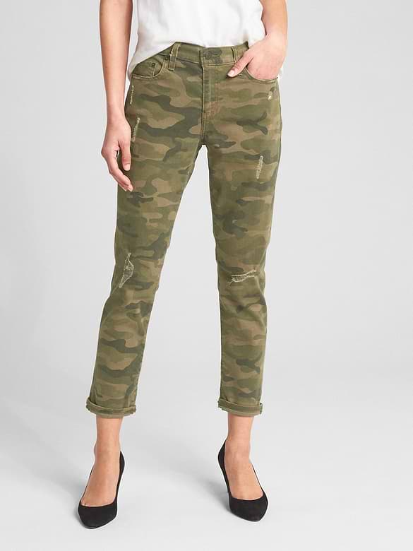 Mid Rise Best Girlfriend Jeans in Camo