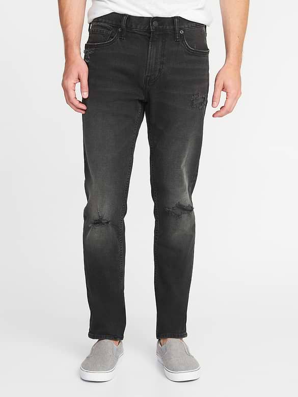 Relaxed Slim Built-In Flex Distressed Black Jeans