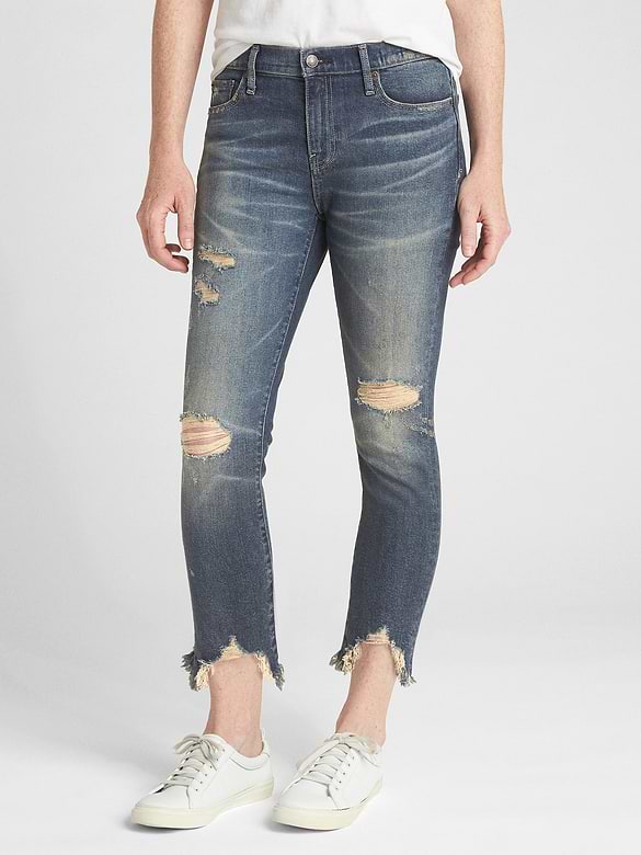 Mid Rise Best Girlfriend Jeans with Distressed Detail