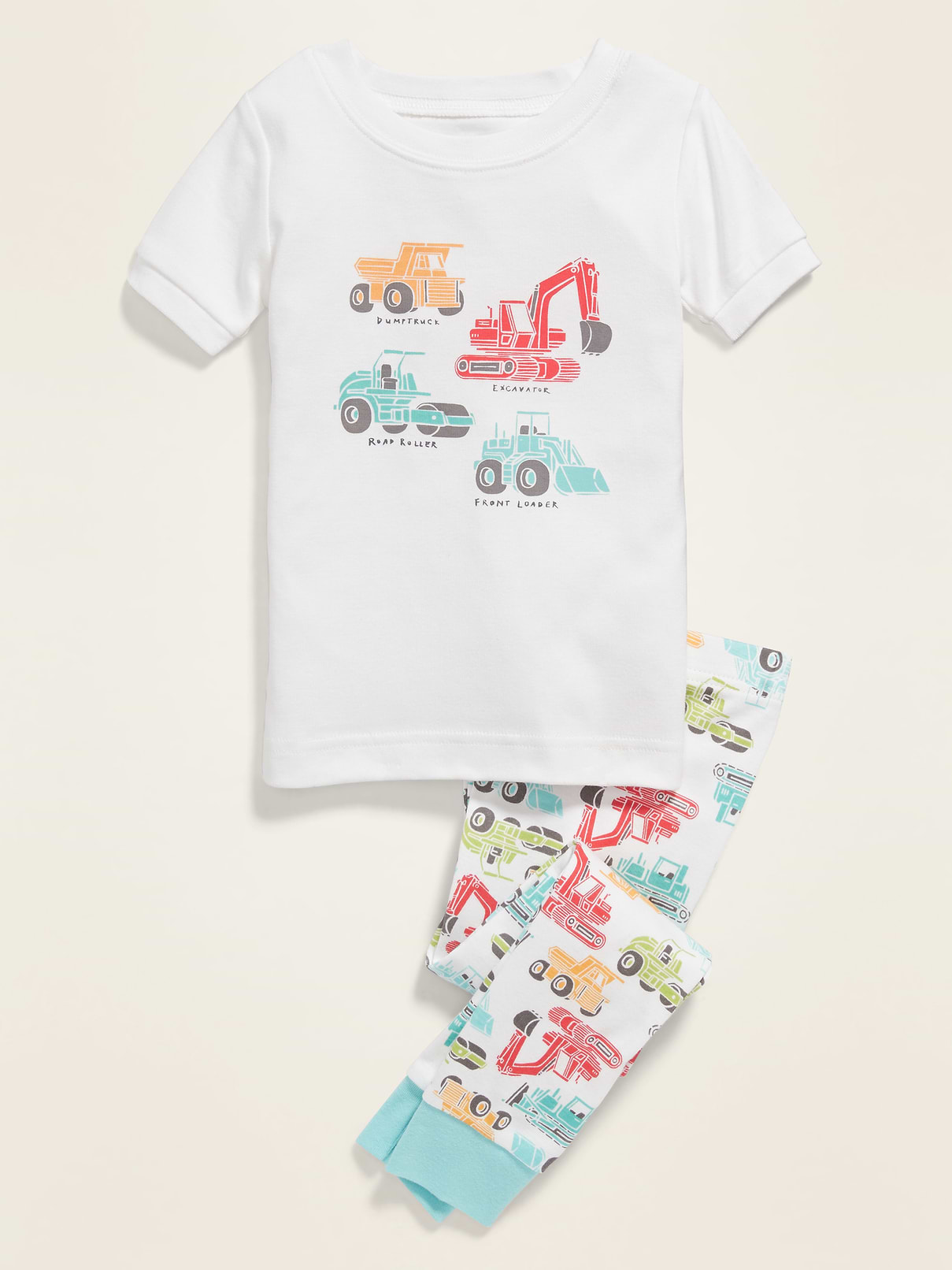 L'image numéro 1 présente Pyjama à motifs de camions de construction pour tout-petit et bébé
