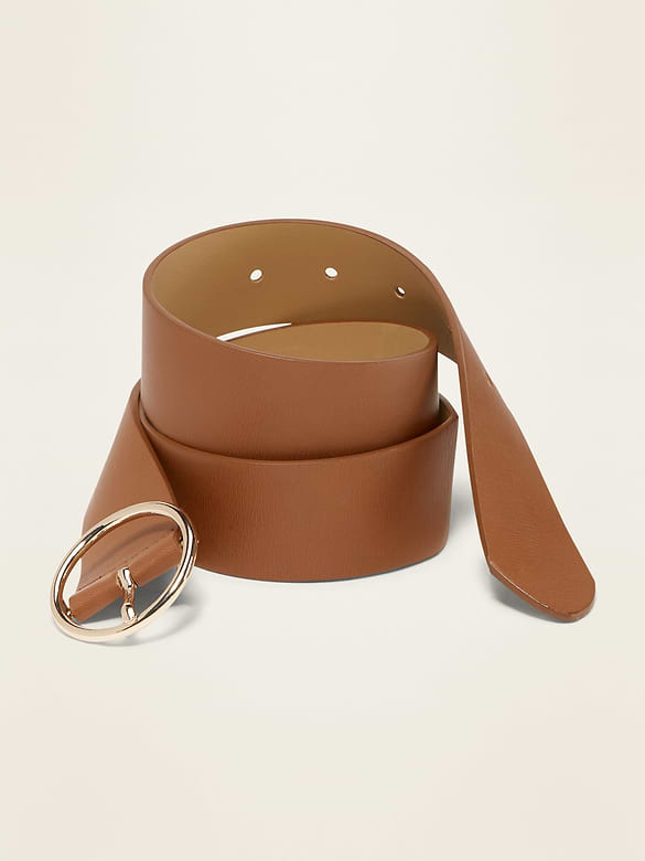 Ceinture large en similicuir avec boucle à anneau pour femme