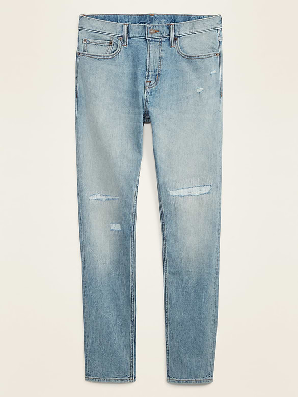 Relaxed Slim Taper Distressed Built-In Flex Jeans