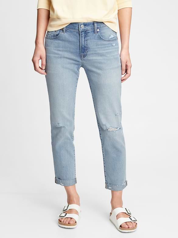 Mid Rise Girlfriend Jeans with Washwell