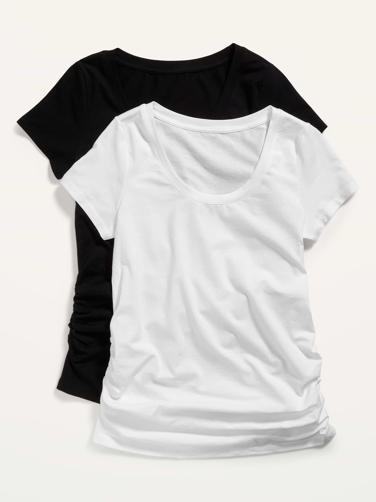 Image number 1 showing, Maternity Scoop-Neck Side-Shirred T-Shirt 2-Pack