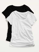 Image number 1 showing, Maternity Scoop-Neck Side-Shirred T-Shirt 2-Pack