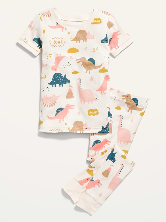Unisex Dino-Print Pajama Set for Toddler & Baby