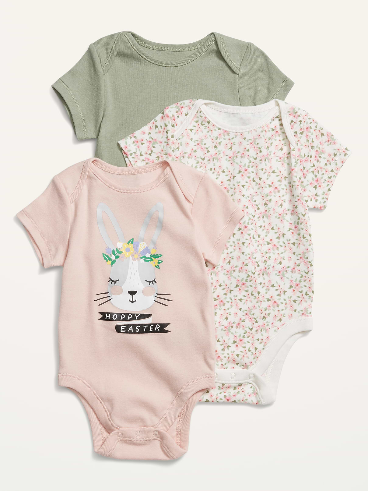Image number 1 showing, 3-Pack Short-Sleeve Bodysuit for Baby
