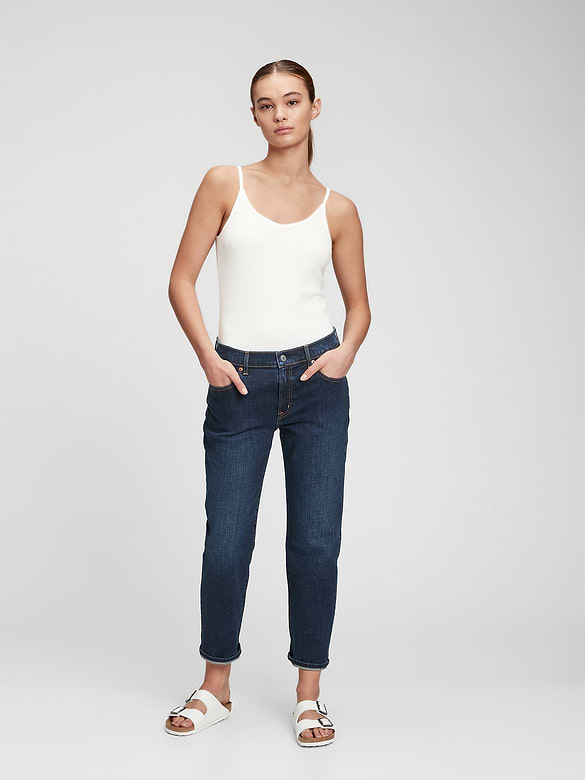 Mid Rise Girlfriend Jeans with Washwell