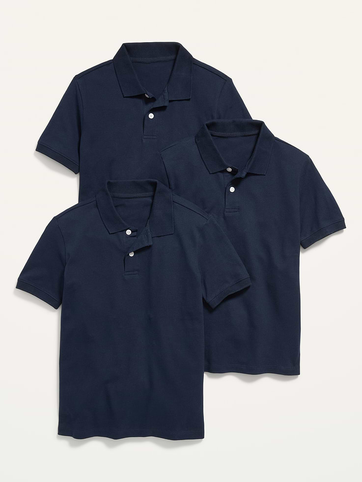 Image 1 of 1, Uniform Guarantee: Uniforms may be returned for a full refund with the original receipt for 365 days from the date of purchase., pointed rib-knit collar, short sleeves, two-button placket, straight hem, online exclusive, Product #447304