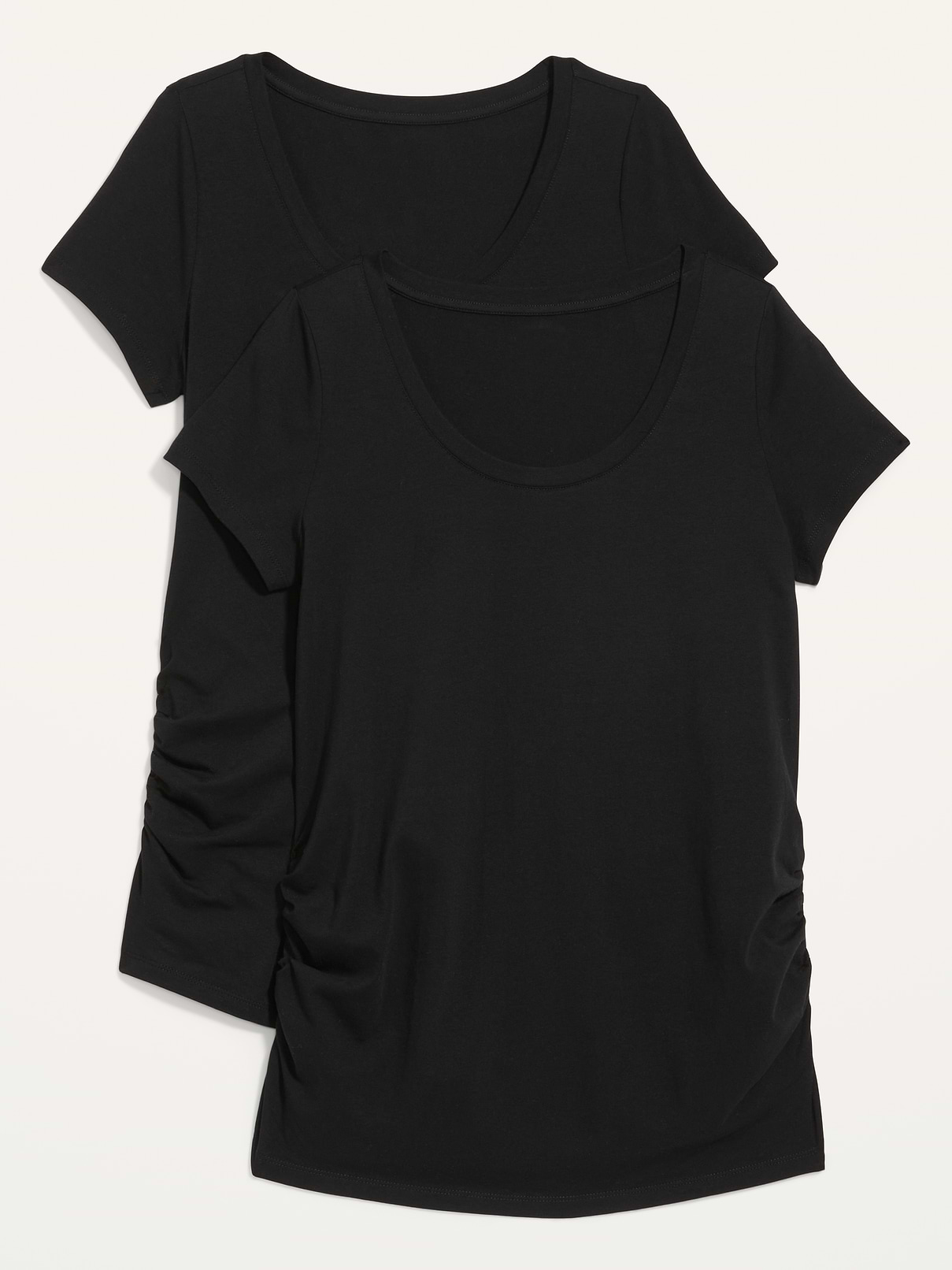 Image number 1 showing, Maternity Scoop-Neck Side-Shirred T-Shirt 2-Pack