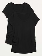 Image number 1 showing, Maternity Scoop-Neck Side-Shirred T-Shirt 2-Pack