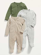Image number 1 showing, Unisex 1-Way Zip Sleep & Play One-Piece 3-Pack for Baby