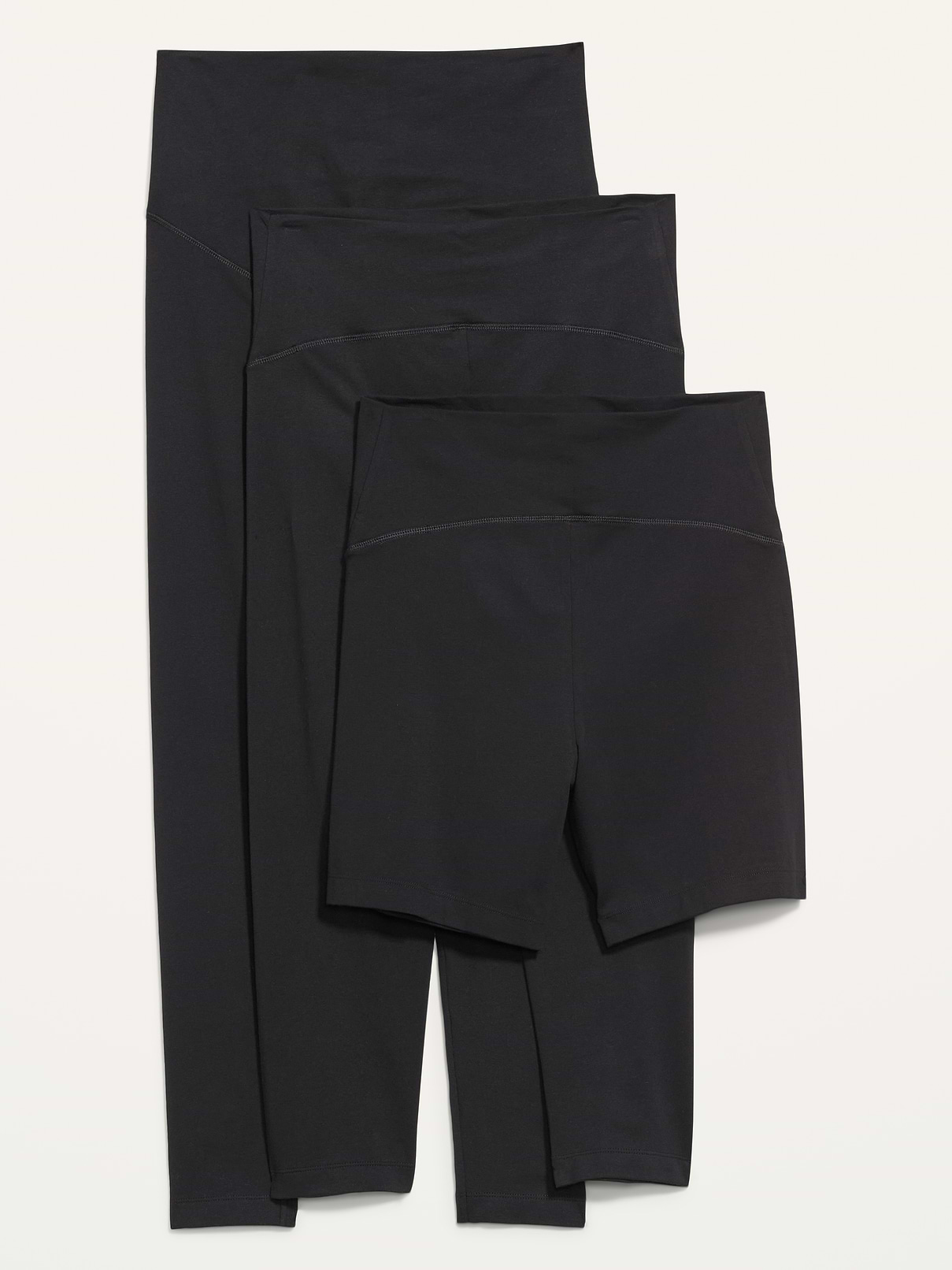 L'image numéro 1 présente Ensemble de maternité 3 pièces avec legging, capri et cuissard à panneau complet.