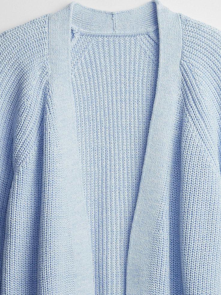 Image 4 of 6, Shaker-Stitch Open-Front Cardigan