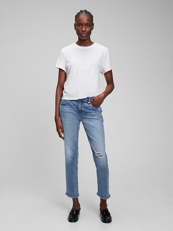 Mid Rise Girlfriend Jeans