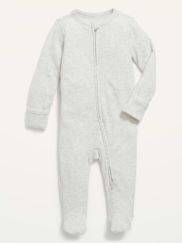Ribbed 2-Way-Zip Sleep & Play Footed One-Piece for Baby
