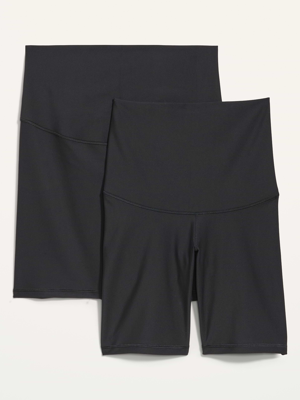 Image number 1 showing, Maternity 2-Pack Full Panel & Postpartum Support PowerSoft Biker Shorts -- 8-inch inseam