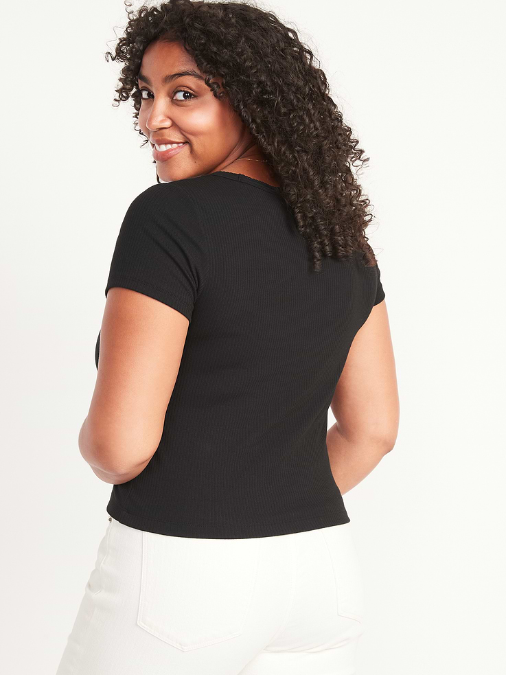 Image number 2 showing, Rib-Knit Crop T-Shirt