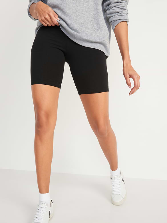 High-Waisted Jersey Biker Shorts -- 8-inch inseam