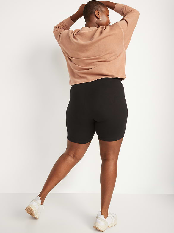 High-Waisted Jersey Biker Shorts -- 8-inch inseam