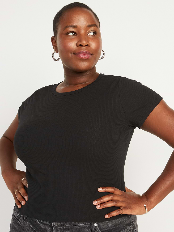 Image number 5 showing, Rib-Knit Crop T-Shirt