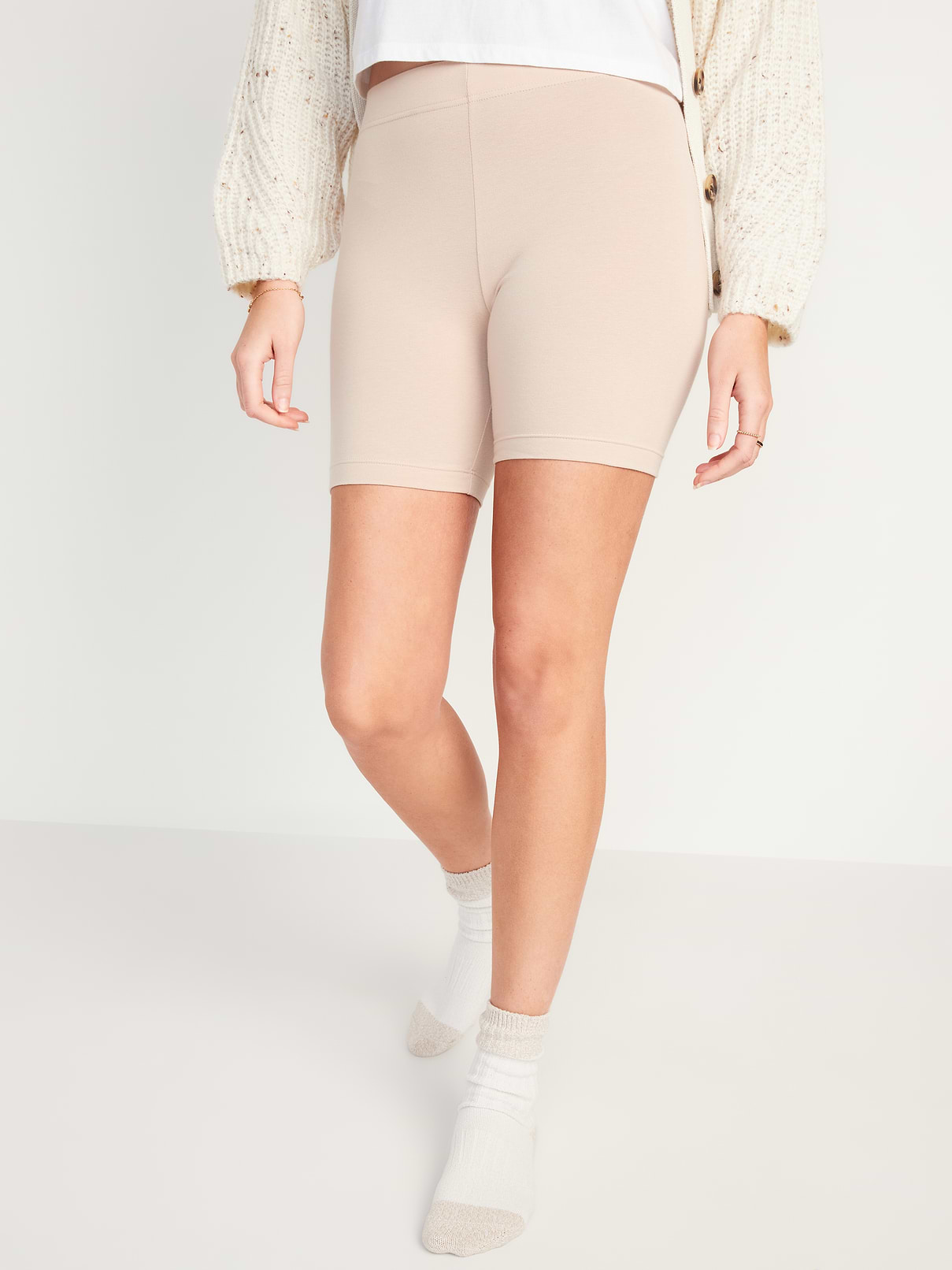 Image number 5 showing, High-Waisted Jersey Biker Shorts -- 6-inch inseam