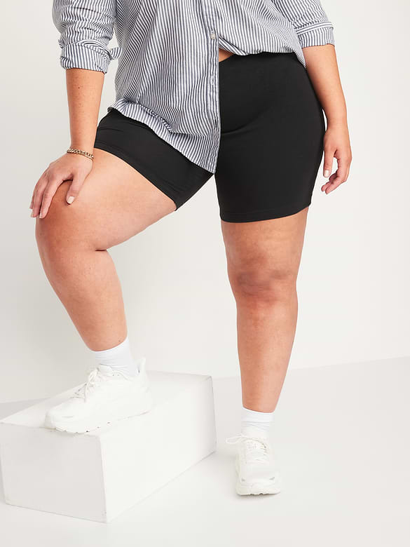 High-Waisted Jersey Biker Shorts -- 6-inch inseam