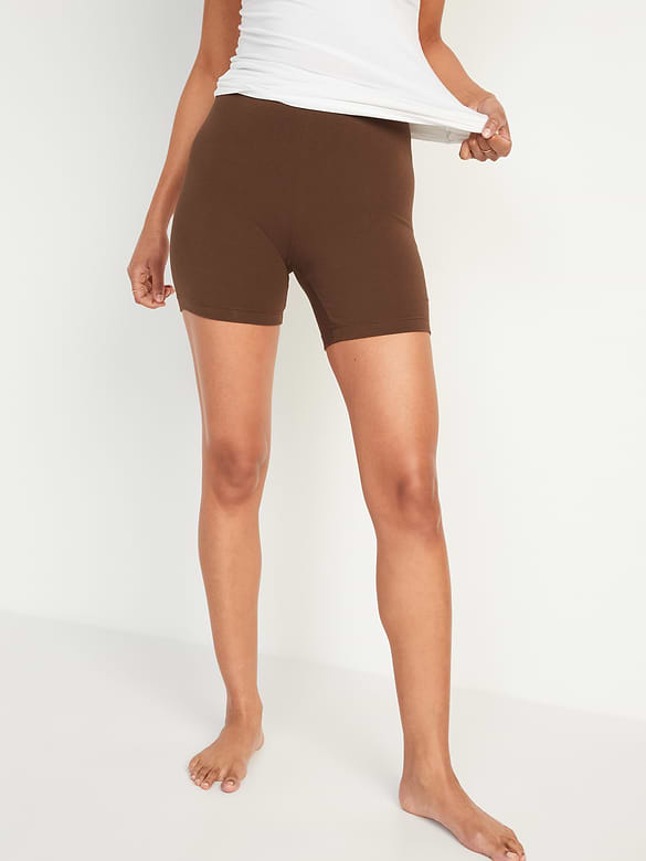 High-Waisted Jersey Biker Shorts -- 6-inch inseam