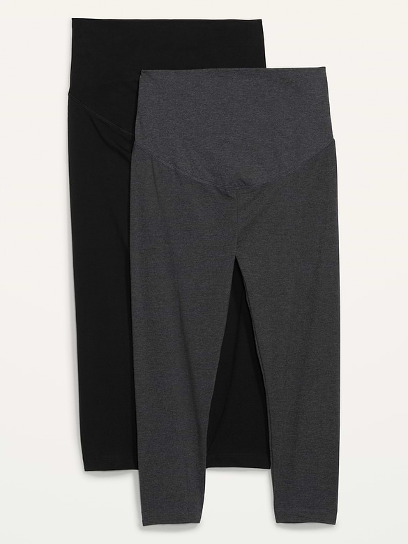 Maternity 2-Pack Full-Panel Cropped Jersey Leggings