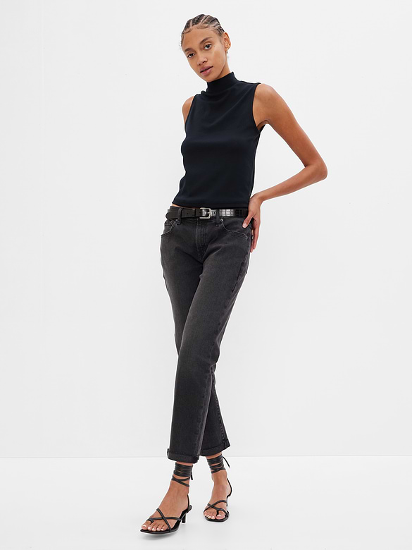 Mid Rise Girlfriend Jeans with Washwell