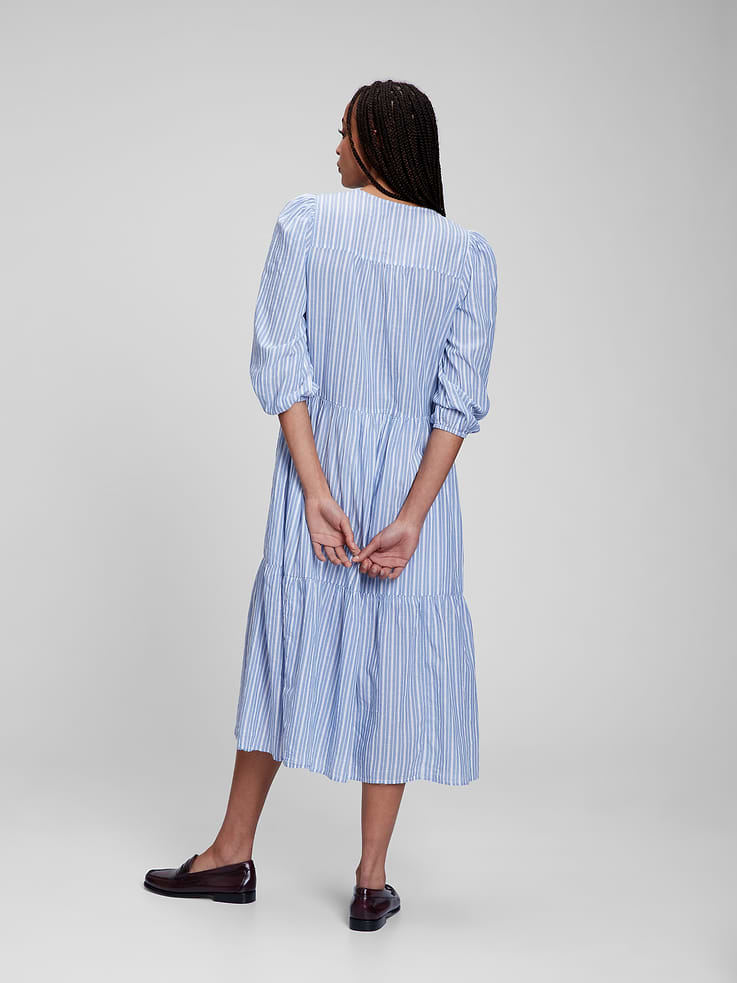 Image 2 of 6, V-Neck Tiered Midi Dress