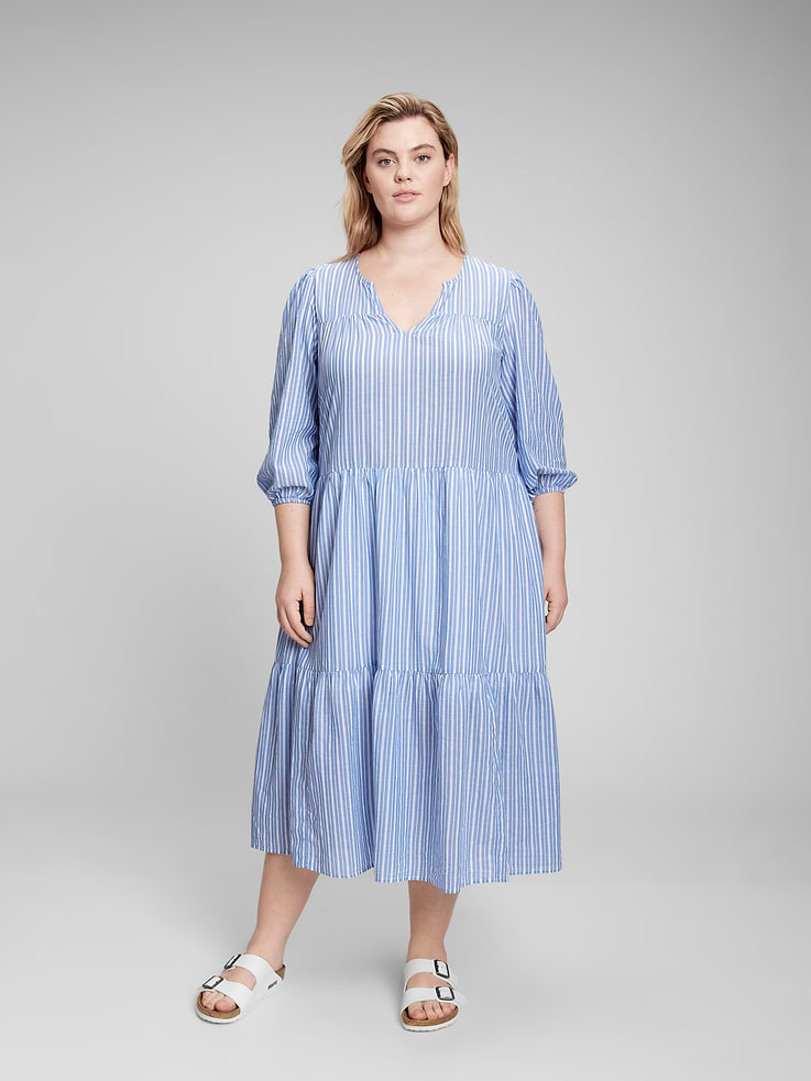 Image 5 of 6, V-Neck Tiered Midi Dress