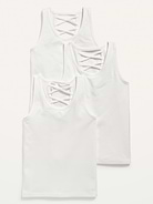 Image number 1 showing, Solid Lattice-Back Tank Top 3-Pack for Girls