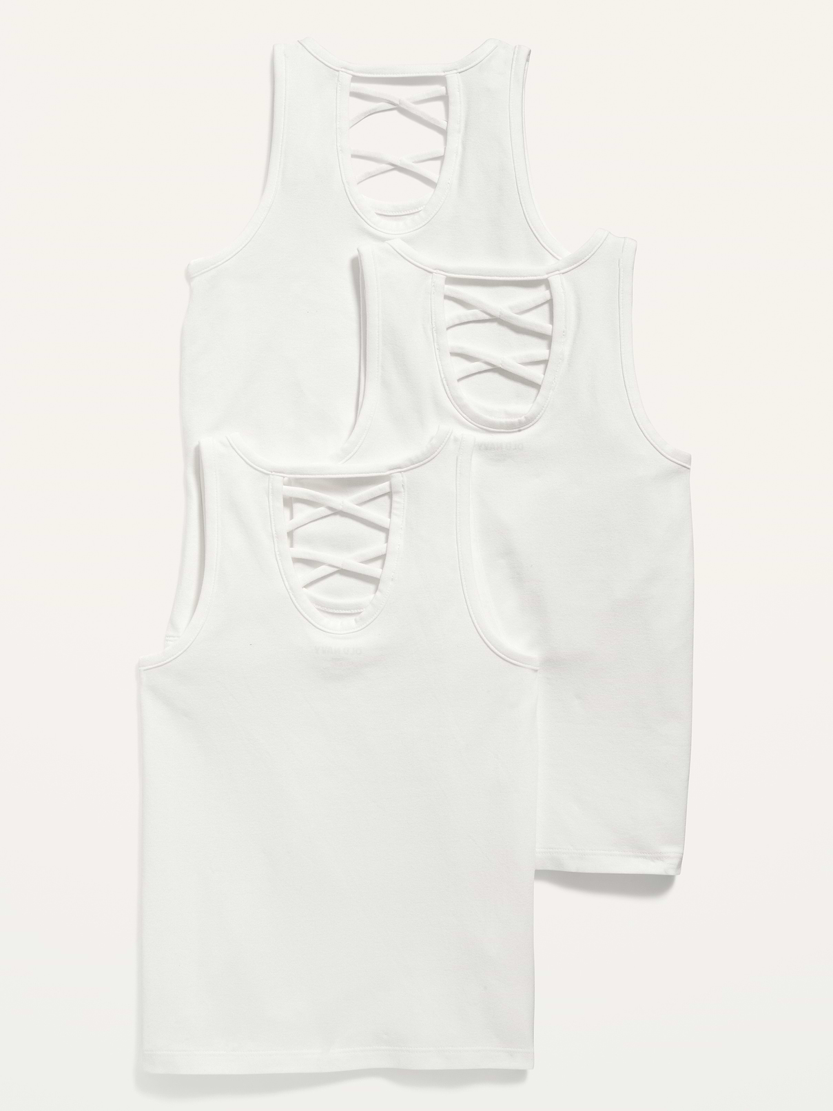 Image number 2 showing, Solid Lattice-Back Tank Top 3-Pack for Girls