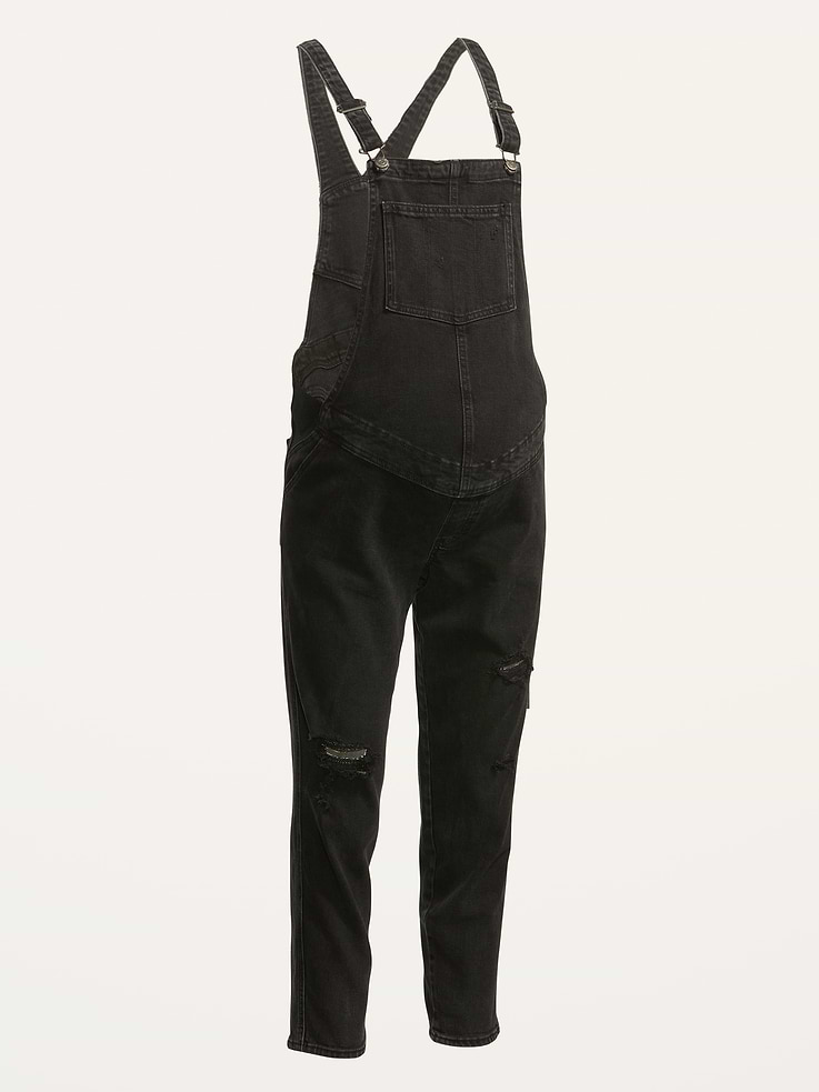 Image number 4 showing, Maternity Side-Panel OG Straight Jean Overalls