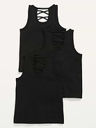 Image number 2 showing, Solid Lattice-Back Tank Top 3-Pack for Girls