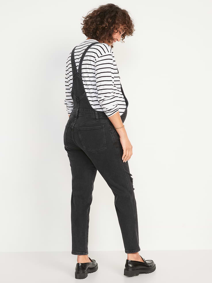 Image number 2 showing, Maternity Side-Panel OG Straight Jean Overalls