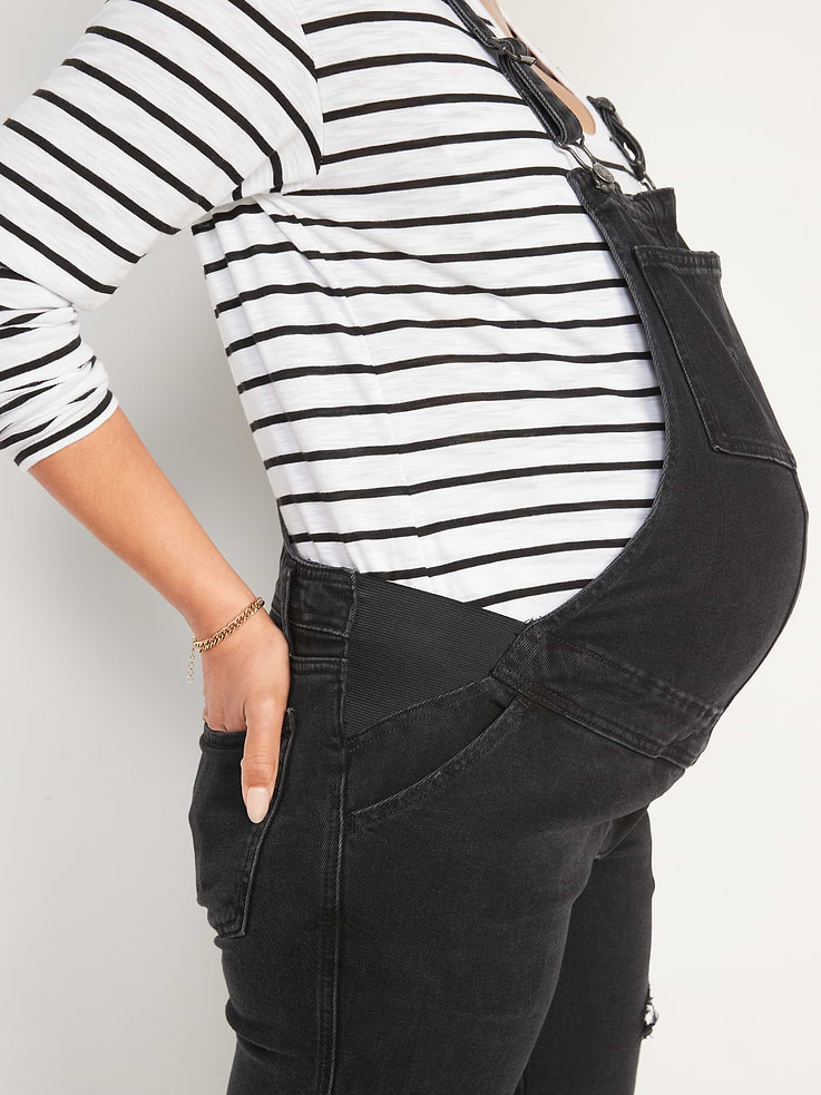 Image number 5 showing, Maternity Side-Panel OG Straight Jean Overalls
