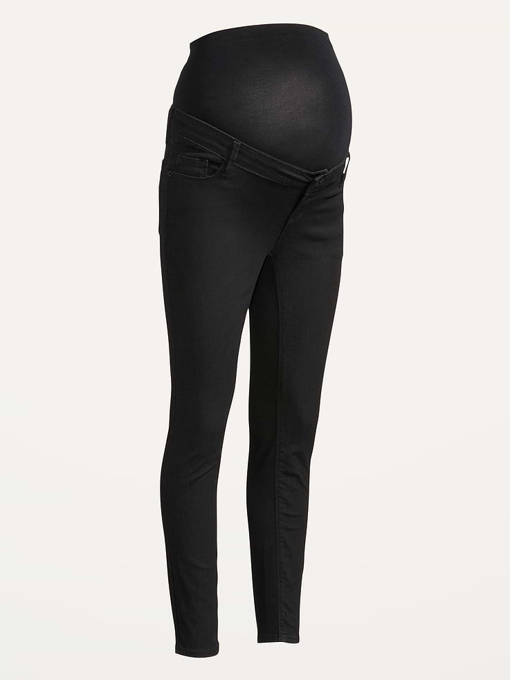 Image number 4 showing, Maternity Premium Full Panel Rockstar Super Skinny Black Jeans