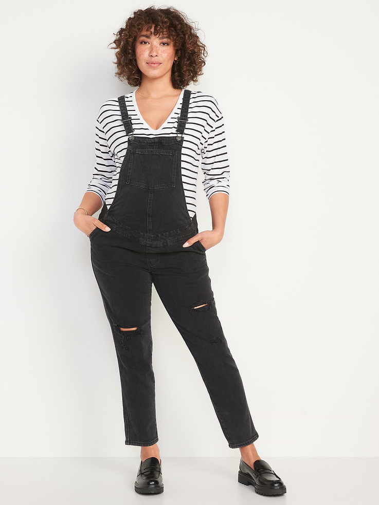 Image number 1 showing, Maternity Side-Panel OG Straight Jean Overalls