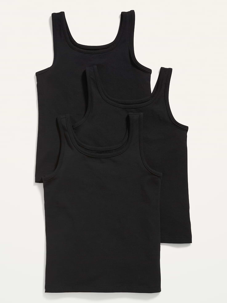 Image 1 of 1, Mega soft & no itchy tags., Pack includes 3 tank tops., Square neckline and back., Sleeveless arm openings., Soft cotton jersey., Product #880224