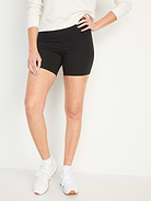 Image number 1 showing, High-Waisted Jersey Biker Shorts -- 6-inch inseam