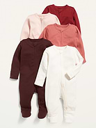 Image number 1 showing, Unisex 2-Way-Zip Sleep & Play Footed One-Piece 5-Pack for Baby