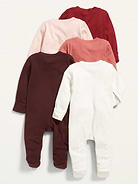 Image number 2 showing, Unisex 2-Way-Zip Sleep & Play Footed One-Piece 5-Pack for Baby