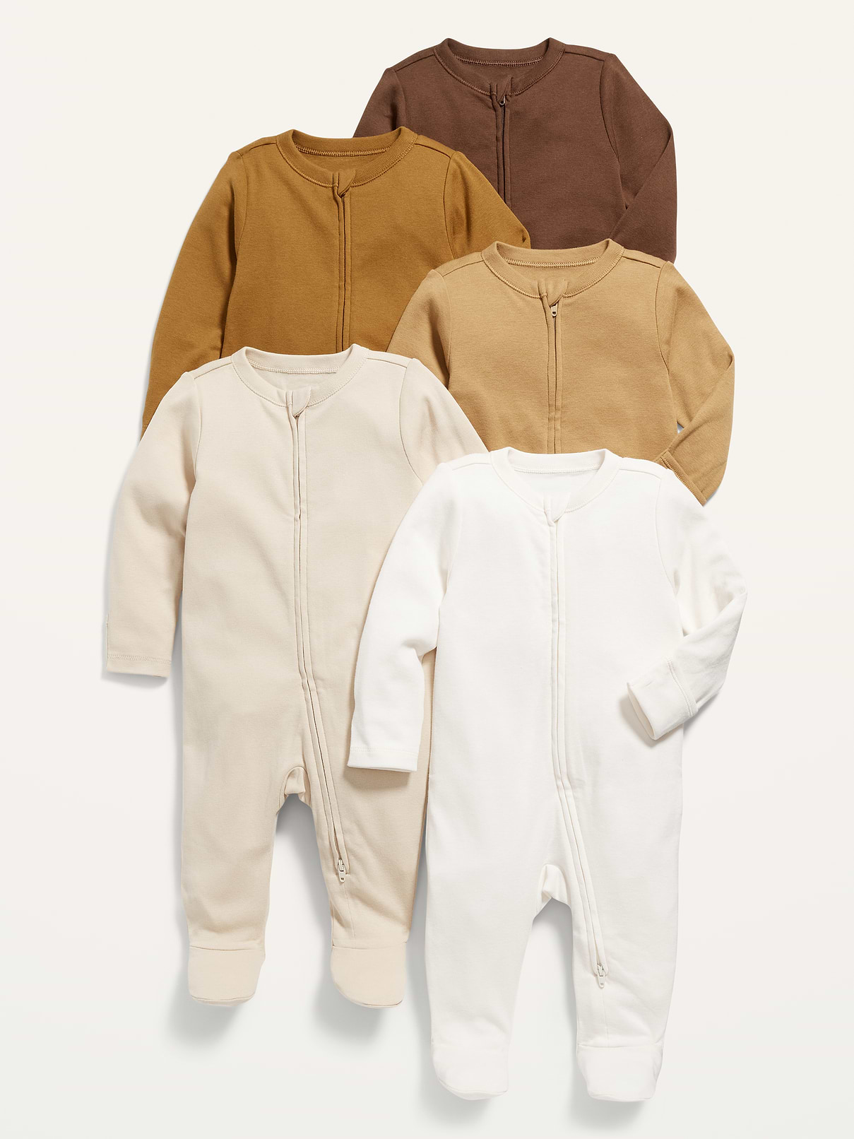 Image number 1 showing, Unisex 2-Way-Zip Sleep & Play Footed One-Piece 5-Pack for Baby