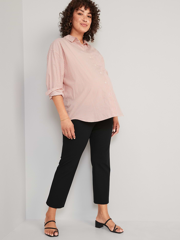 L'image numéro 3 présente Pantalon Pixie à coupe droite et panneau latéral de Maternité, longueur cheville