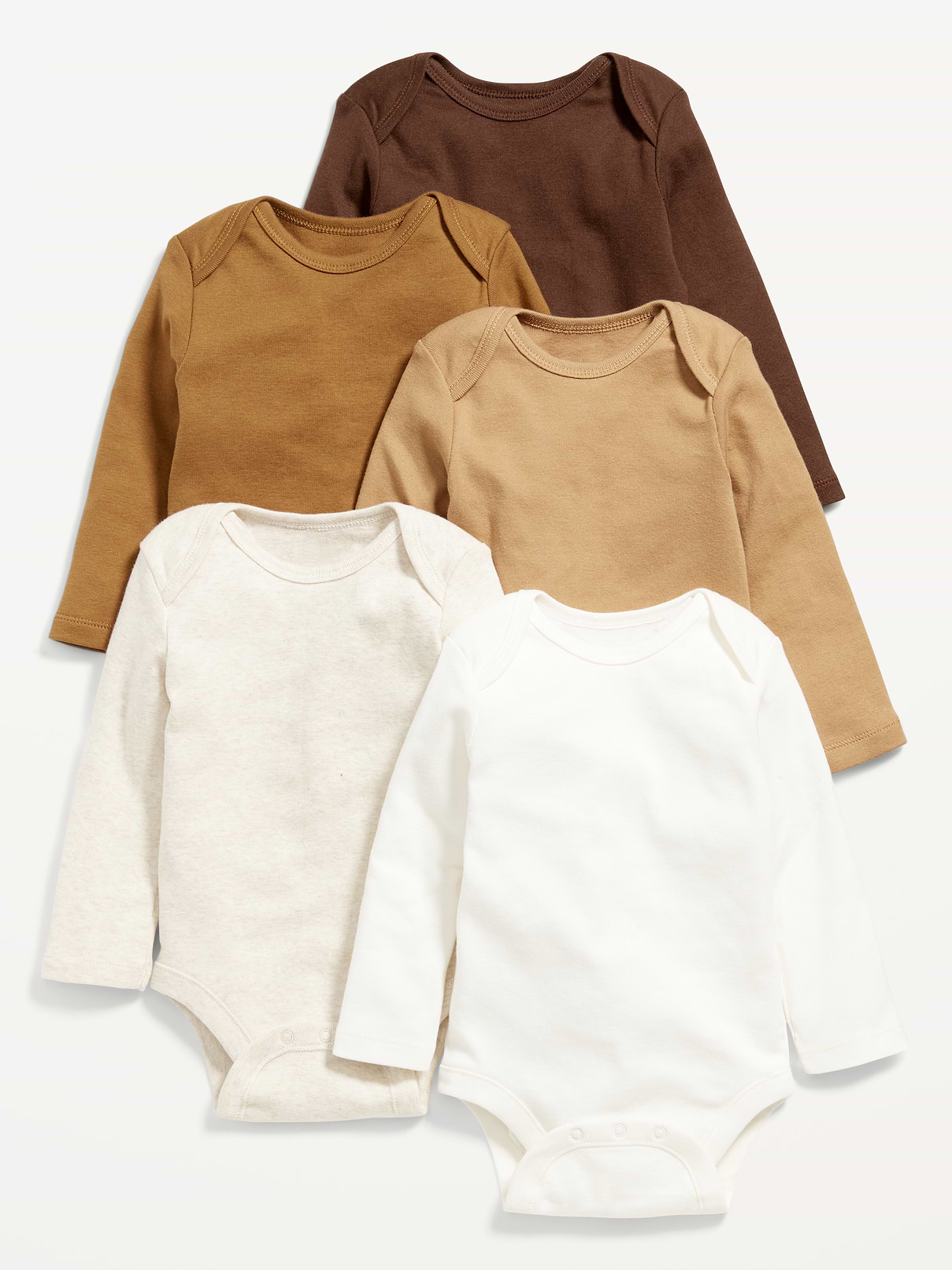 Image number 1 showing, Unisex Long-Sleeve Bodysuit 5-Pack for Baby