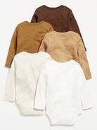 Image number 2 showing, Unisex Long-Sleeve Bodysuit 5-Pack for Baby
